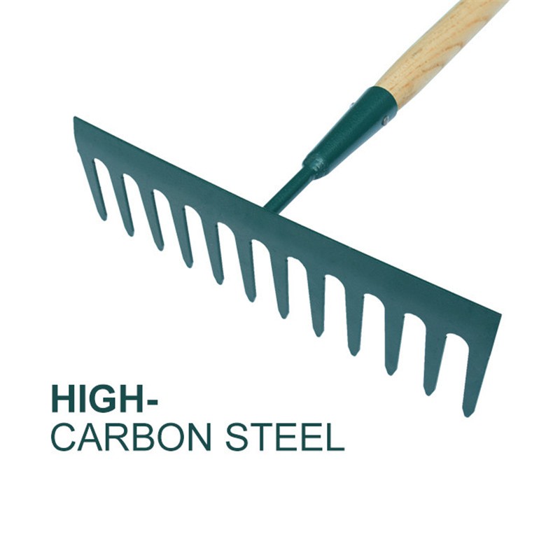 wooden garden rake 12 teeth head