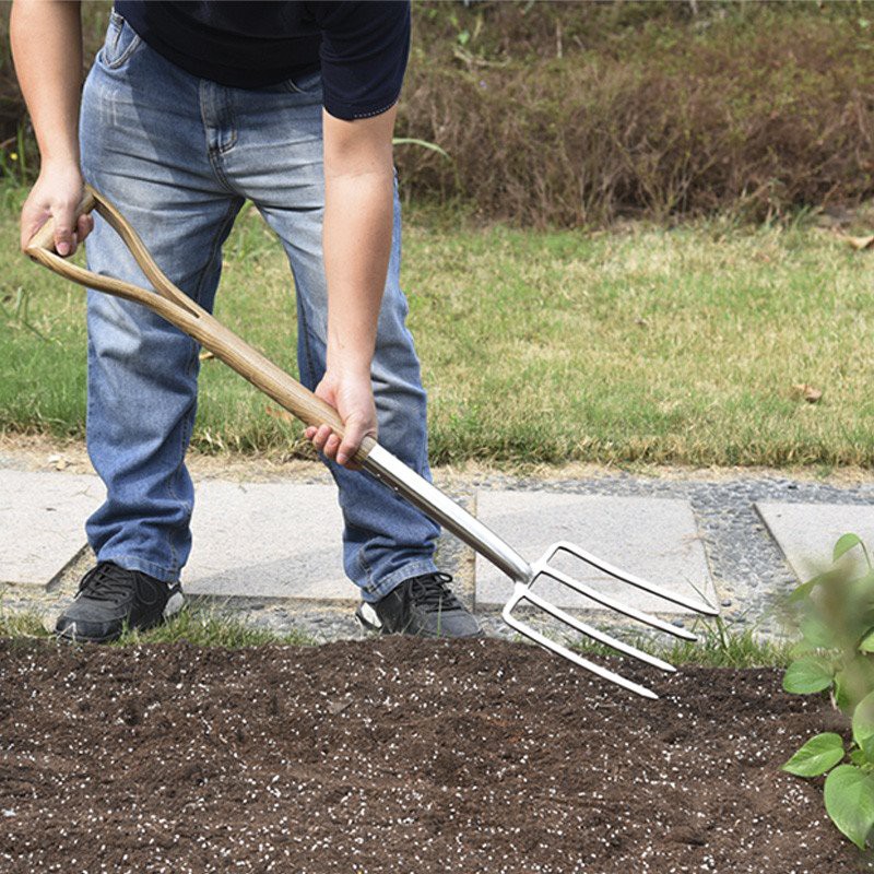 gardening fork wood handle